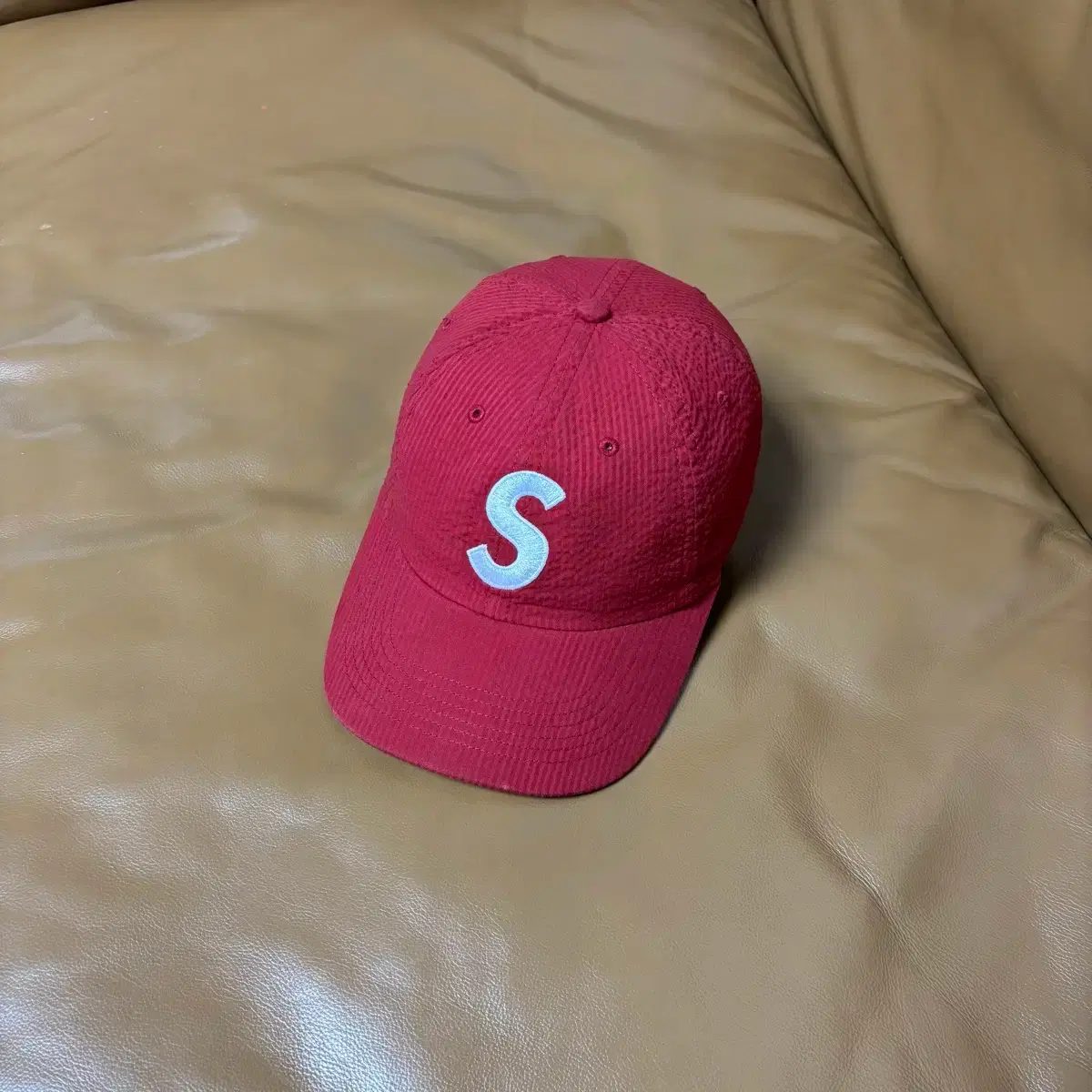 Supreme Seersucker S Logo 6-Panel Red Supreme S Logo 6-Panel